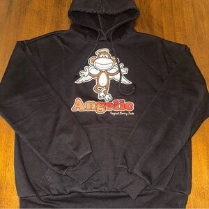 Bobby Jack Angelic Graphic Monkey Hoodie Sweatshirt Pullover Black Size Small